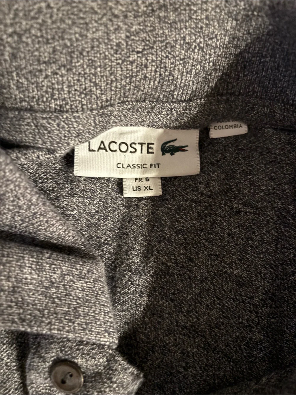 Lacoste Classic Fit Boys Heathered Navy Polo with Green Croc Logo